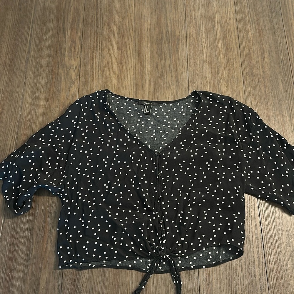 F21 Black Polka Dot Blouse